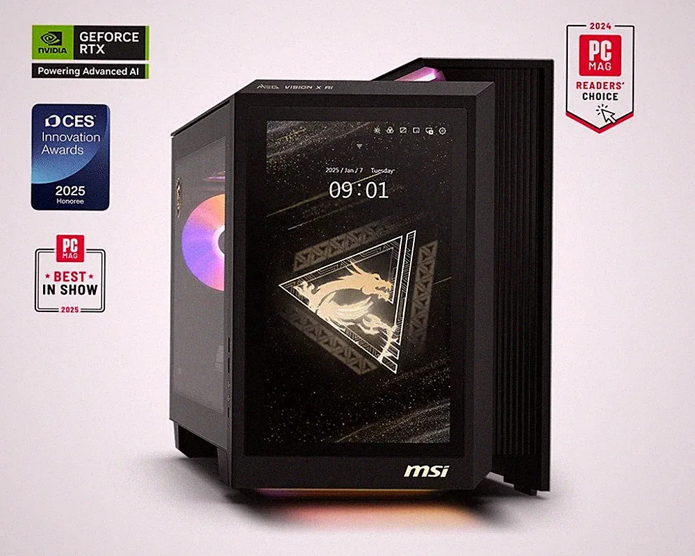 MSI MEG Vision X AI 2NVV9-043US (Tower) Gaming Desktop, Display 13.3" FHD (1080x