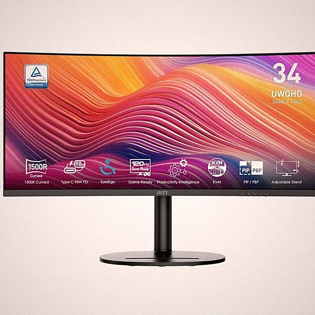 MSI Modern MD342CQP 34" UWQHD Curved Monitor FreeSync Premium HDMI & DisplayPort