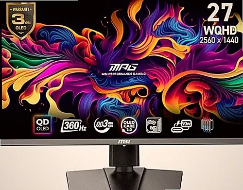 MSI MPG 271QRX QD-OLED 27" OLED Gaming Monitor HDR 400 True - Scratch & Dent