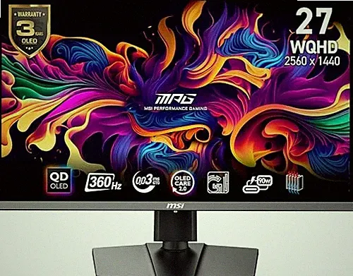 MSI MPG 271QRX QD-OLED 27" OLED Gaming Monitor HDR 400 True - Scratch & Dent