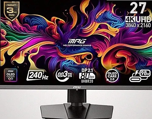 MSI MPG 272URX QD-OLED 27" UHD 240Hz Adaptive-Synch HDMI DP - Scratch & Dent