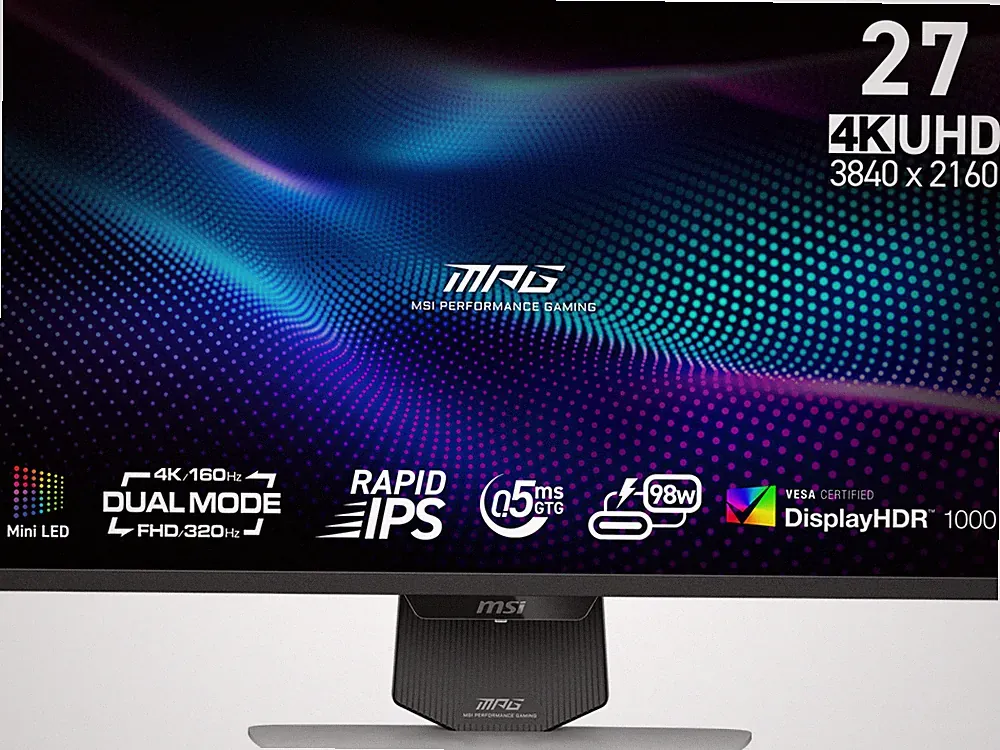 MSI MPG 274URDFW E16M 27" Gaming Monitor – 4K UHD 160Hz / FHD 320Hz, Mini-LED