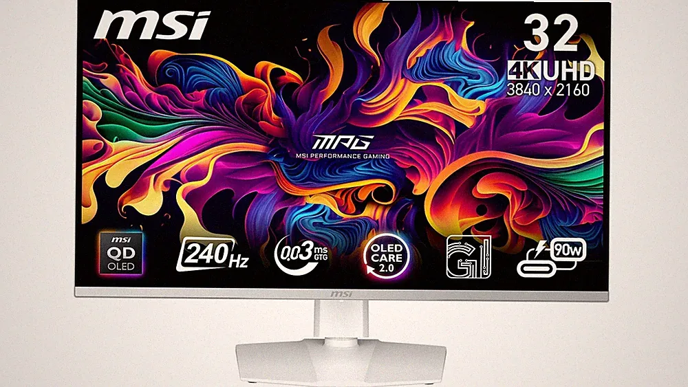 MSI MPG 321URXW QD-OLED 32" UHD Gaming Monitor, 240Hz/0.03ms HDR400 G-SYNC WHITE
