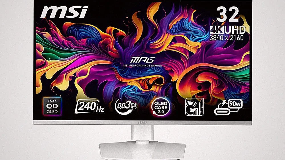MSI MPG 321URXW QD-OLED 32" UHD Gaming Monitor, 240Hz/0.03ms HDR400 G-SYNC WHITE