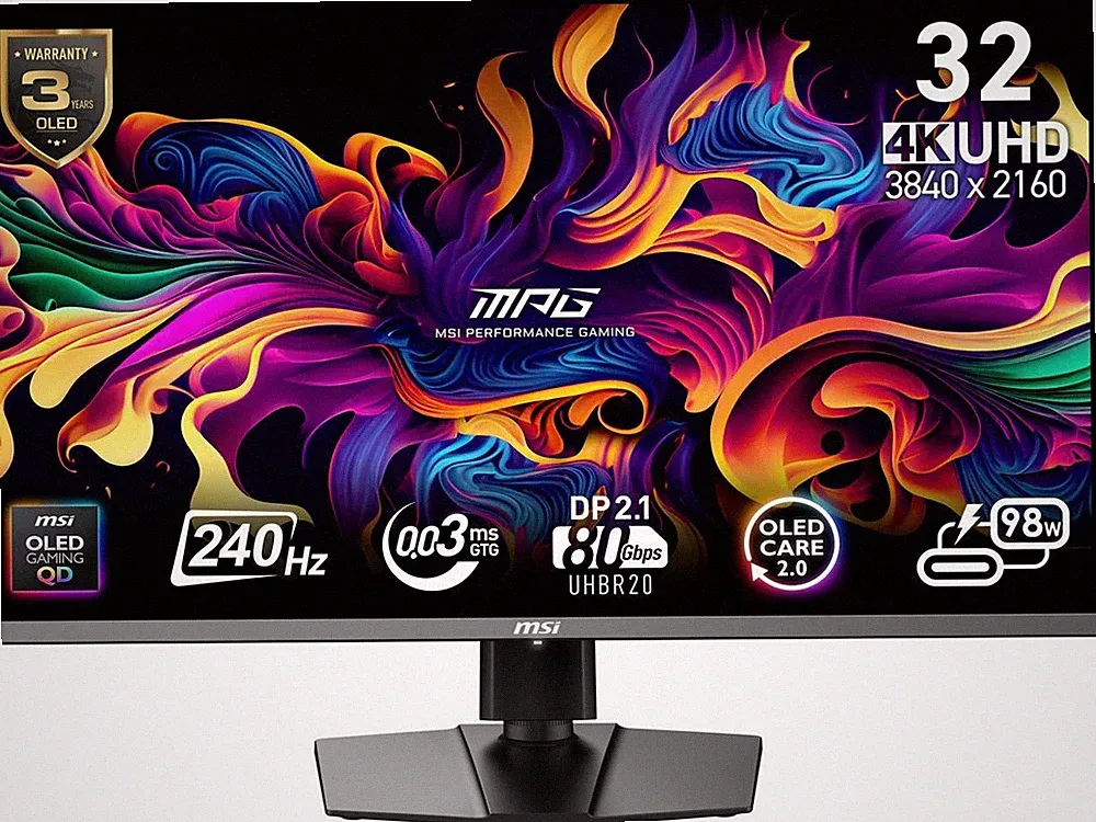 MSI MPG 322URX QD-OLED 31.5" UHD 4K, 240Hz Gaming Monitor HDR400, USB-C, G-Sync