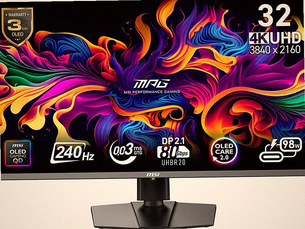 MSI MPG 322URX QD-OLED 31.5" UHD 4K, 240Hz Gaming Monitor HDR400, USB-C, G-Sync