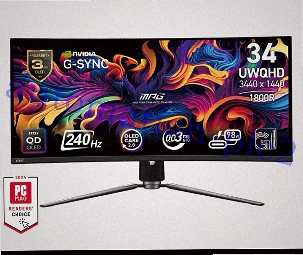 MSI MPG 34in Curved OLED Gaming Monitor UWQHD 3440x1440 240Hz G-SYNC 3K