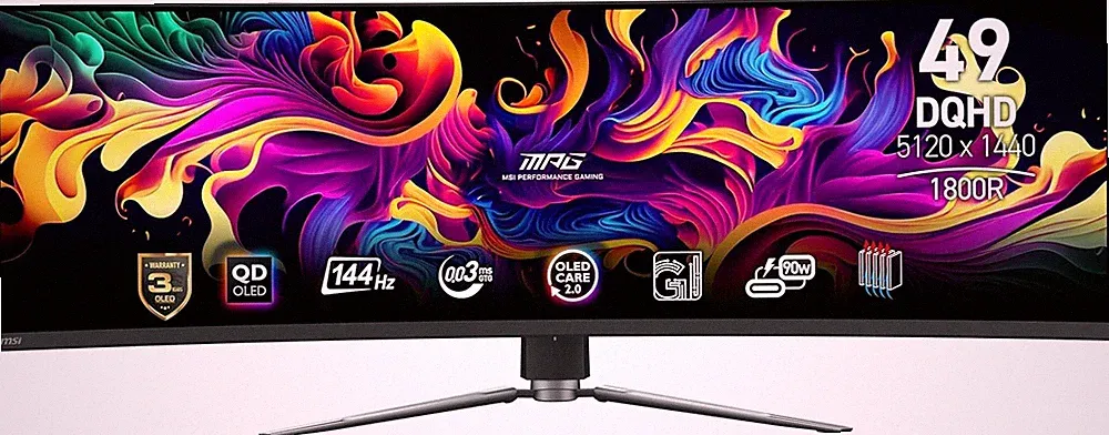 MSI MPG 491CQP QD-OLED 49 CURVED OLED GAMING MONITOR 5120 X 1440 - BLACK