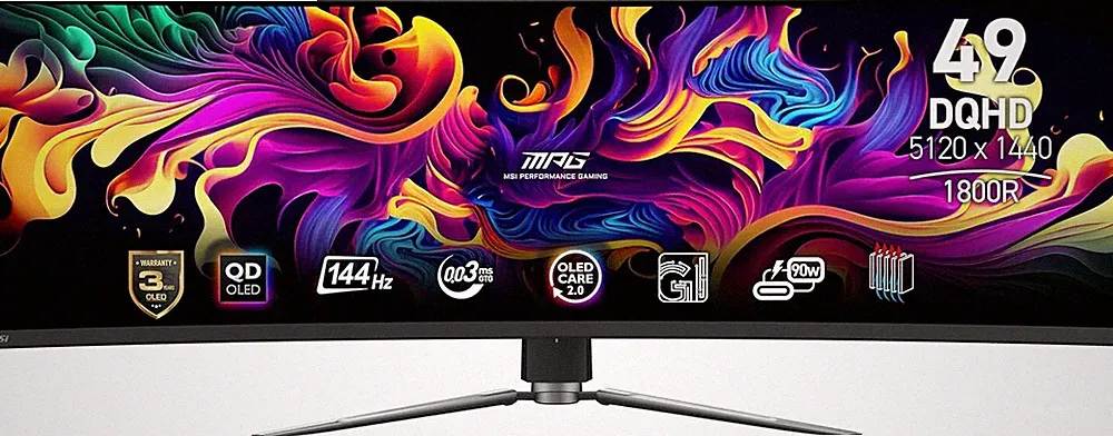 MSI MPG 491CQP QD-OLED QD-OLED 49 in 144 Hz 5120 x 1440 Curved (Gaming Monitor)