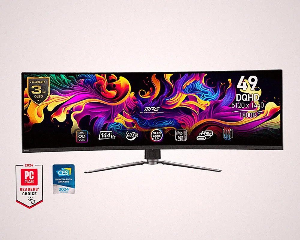 MSI MPG 491CQPS QD-OLED 49" .03ms 5120 x 1440 (DQHD) 144Hz Curved Gaming Monitor