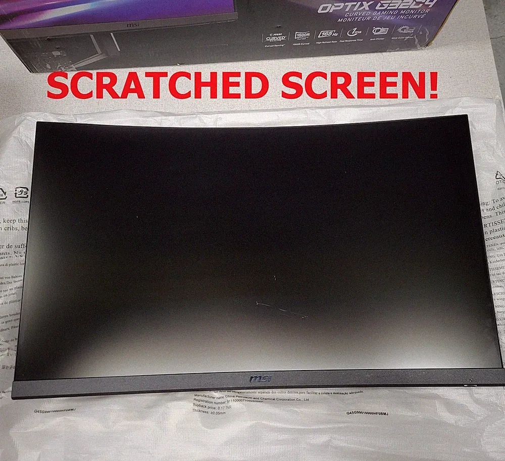 MSI Optix G32C4W 32" FHD Curved Gaming Monitor 165Hz, 1ms [SCRATCHED SCREEN!]™
