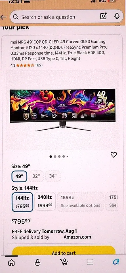 MSI QD-OLED 49" Curved Gaming Monitor