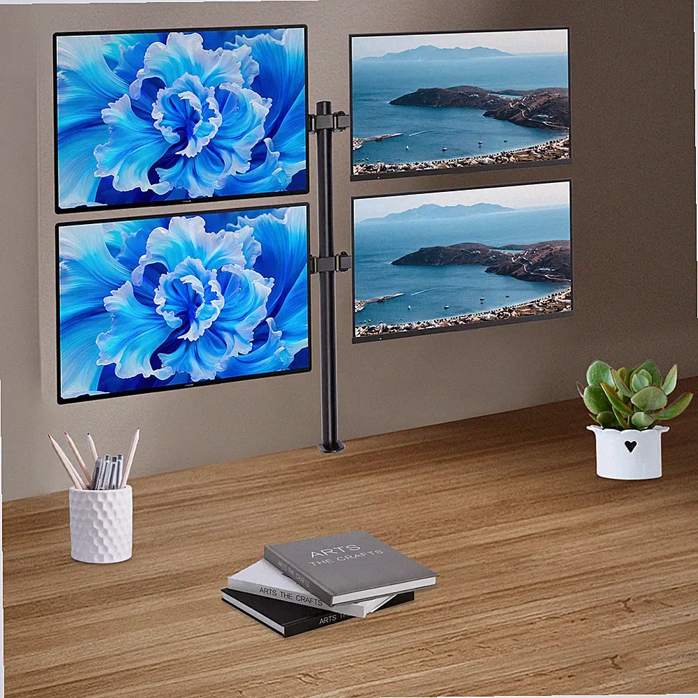 Multi Monitor Mount Gaming Pc Vertical Desktop Computer Stand Rack Screen Quad