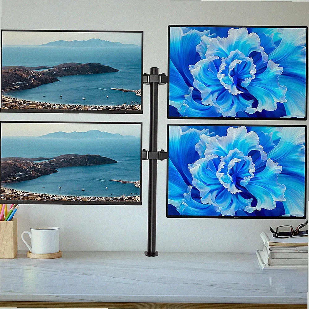 Multi Monitor Mount Gaming Pc Vertical Desktop Computer Stand Rack Screen Quad