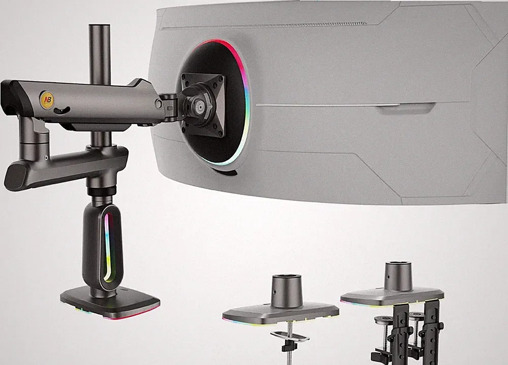 NB Extra Height Gaming Monitor Arm, 32-60", RGB, Heavy Duty, Adjustable Angle