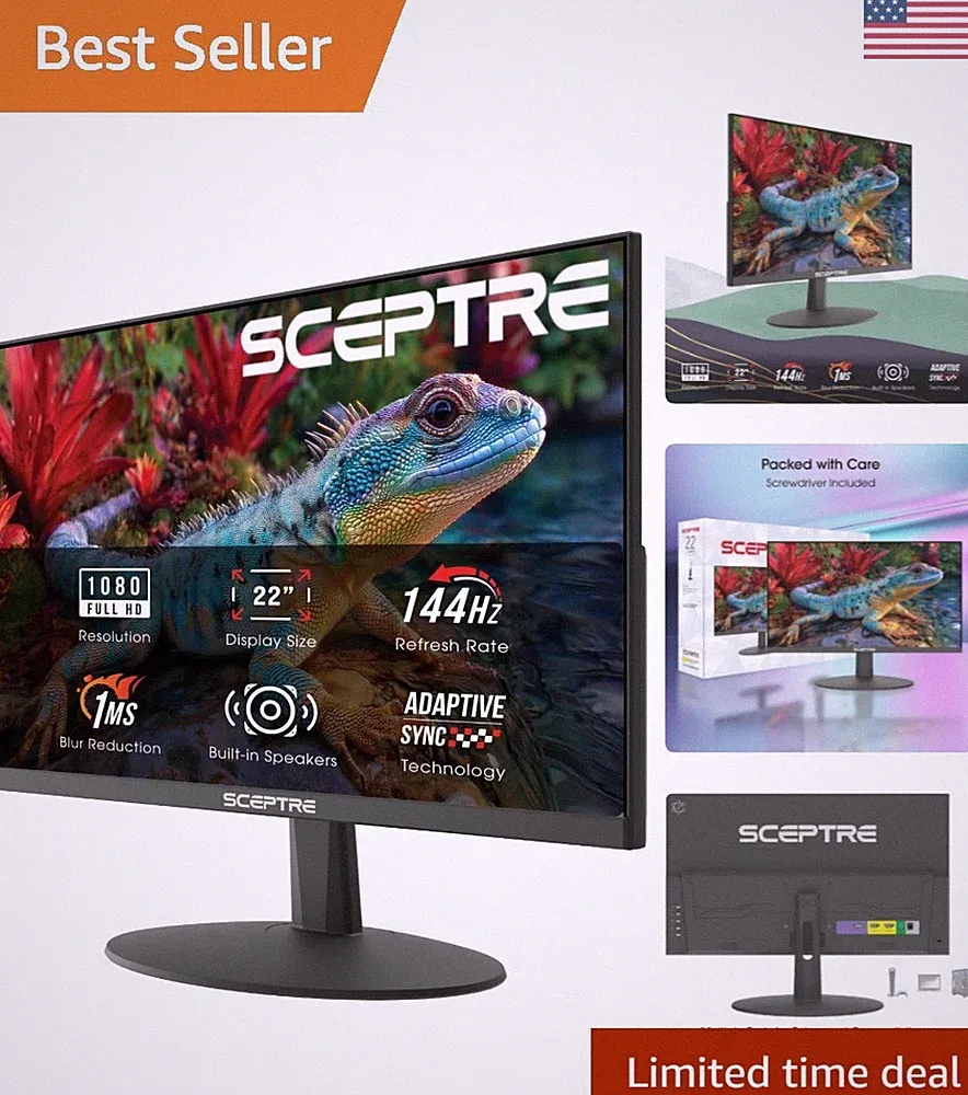 New 22-Inch FHD Gaming Monitor 144Hz with Built-in Speakers - Machine Black 2026