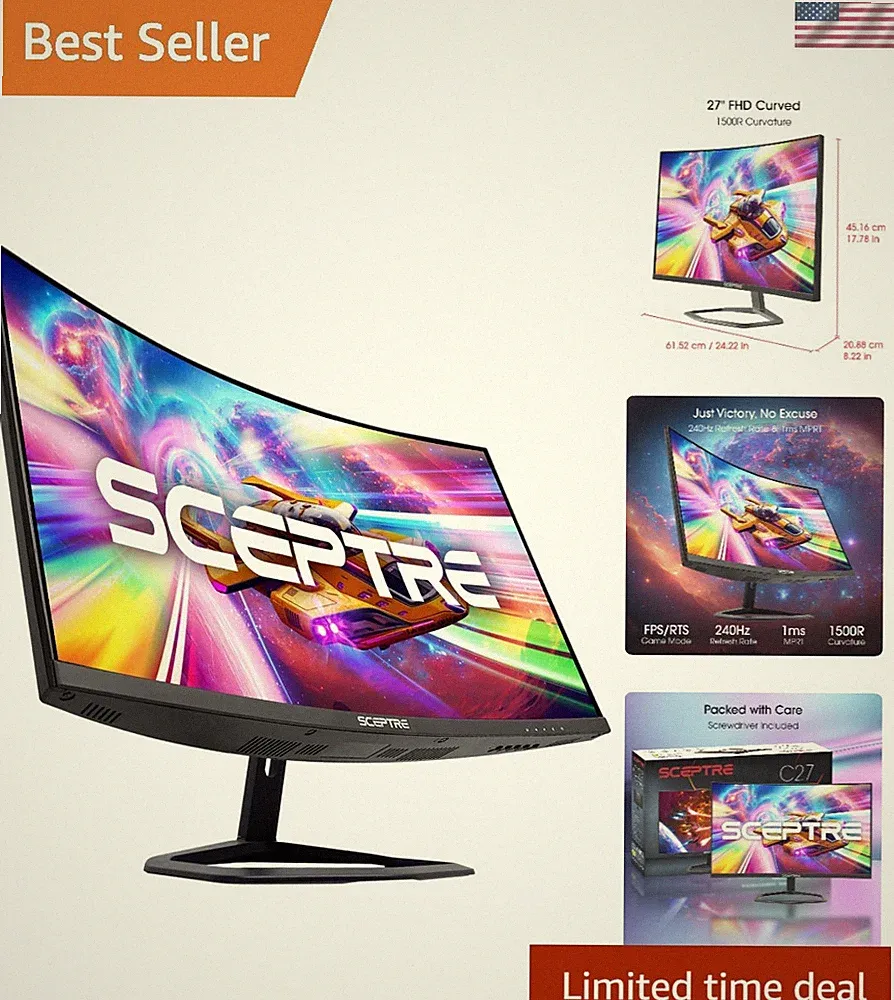 New 27-inch Curved Gaming Monitor FreeSync 240Hz Plus DisplayPort HDMI 1ms 99...