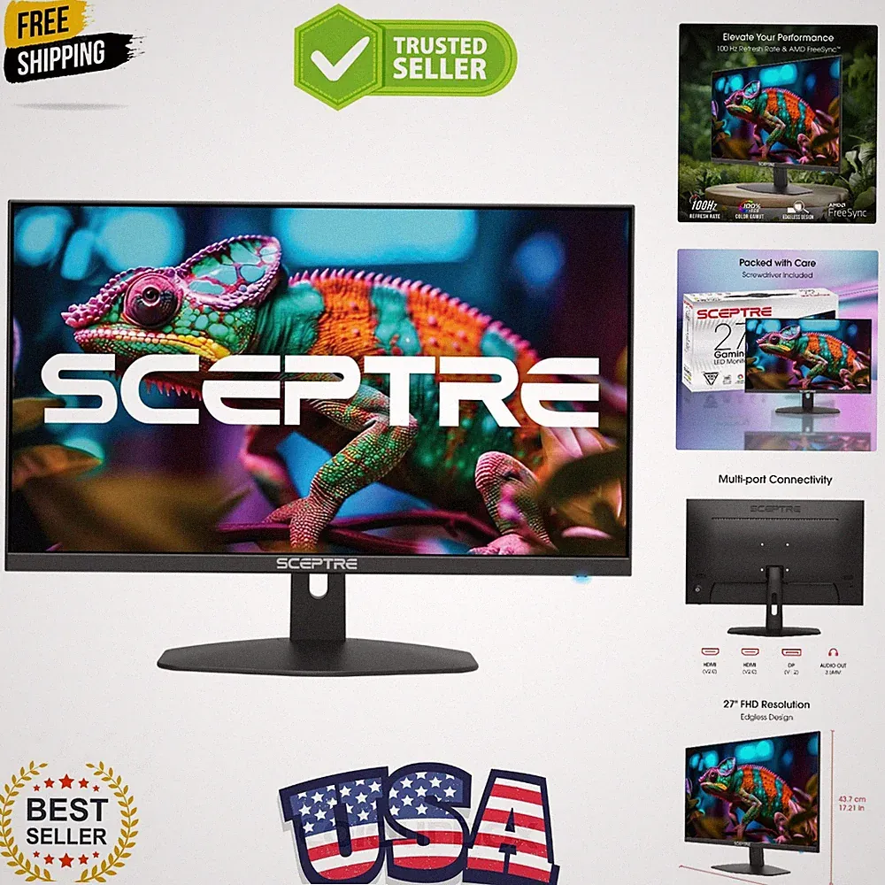 New 27-inch Gaming Monitor 100Hz 1ms DisplayPort HDMI x2 100% sRGB AMD FreeSy...