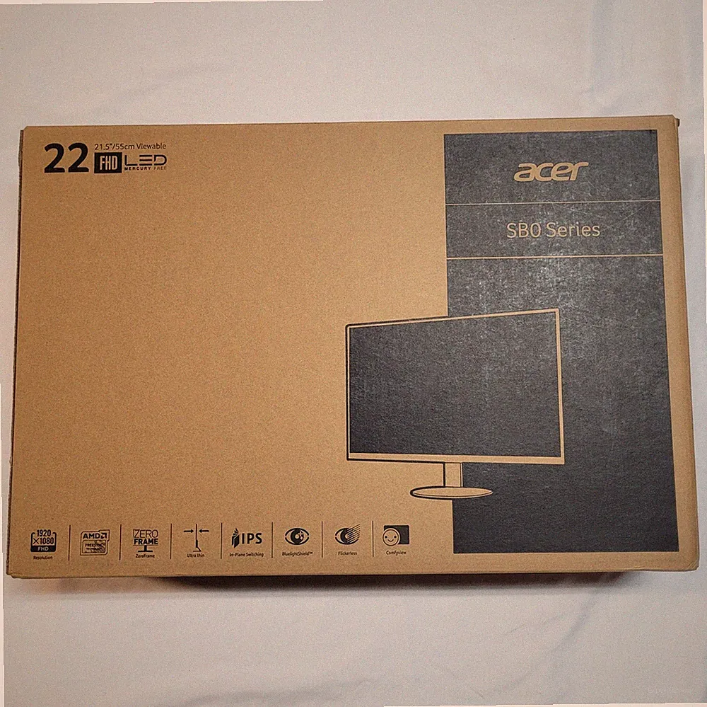 NEW Acer SB220Q 21.5" Full HD 1920x1080 IPS Ultra-Thin Computer Monitor - Black