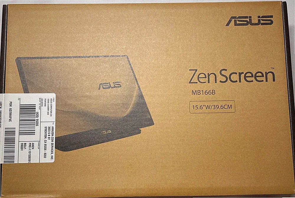 New ASUS Zen Screen MB166B 15.6" W/39.6cm Portable Monitor Factory Sealed