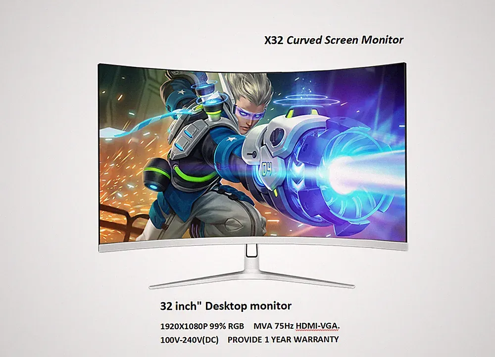 New Curved 32 inch 75hz Gaming PC Monitor HD LED Curved Monitor for computer