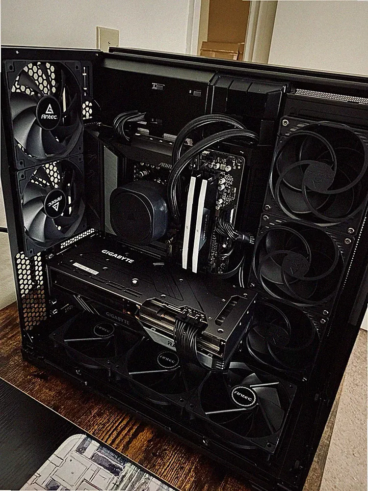 New Custom Built Computer with keyboard, mouse, monitor and sound bar