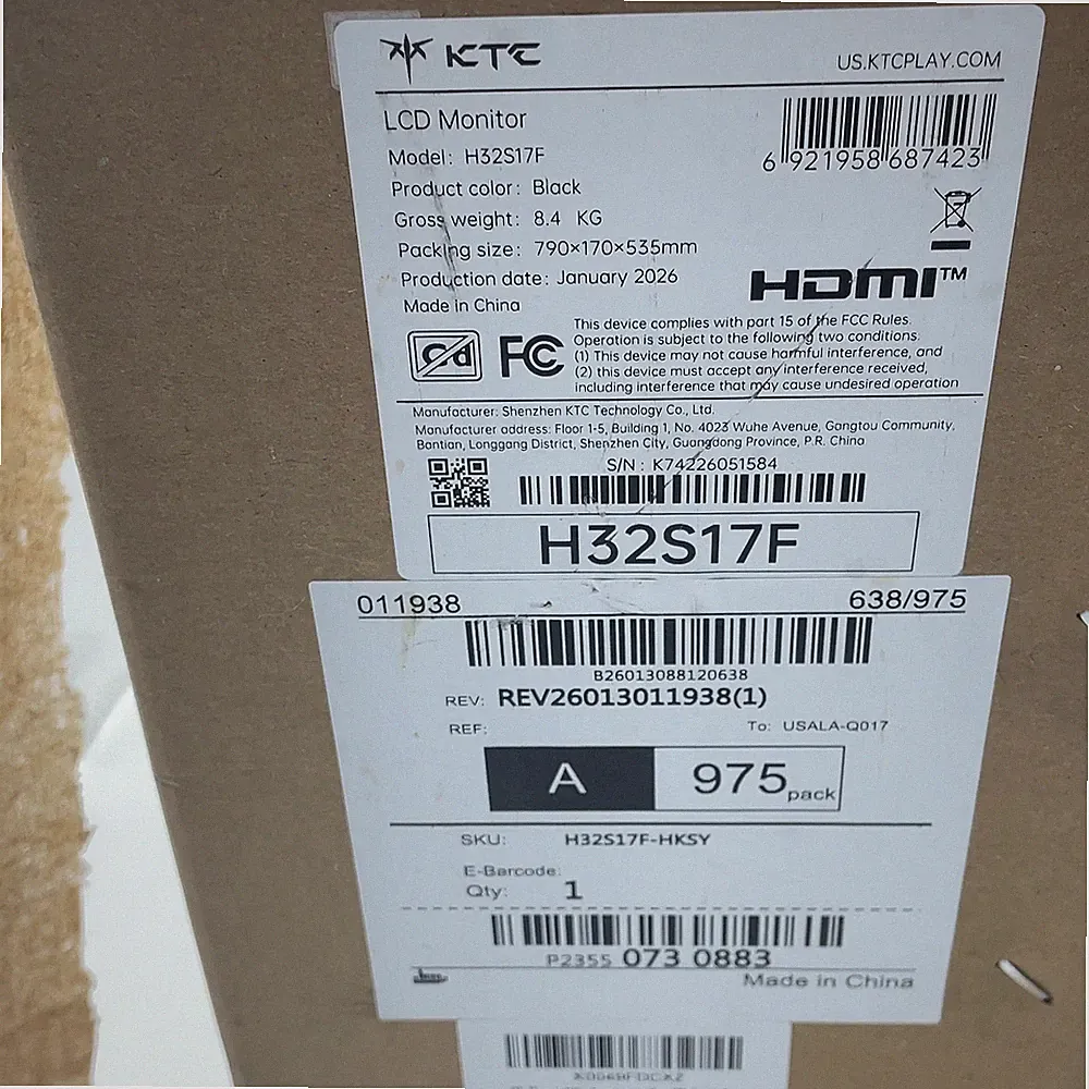 New KTC 32" H32S17F FHD 1080P HDR10 Curved Gaming Monitor 1500R