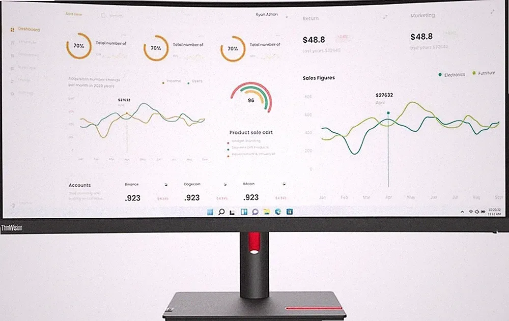 NEW Lenovo ThinkVision T34w-30 34" Class UW-QHD Curved Screen LCD Monitor 3Y WTY