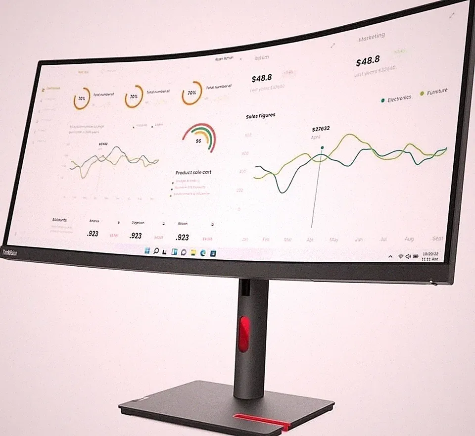 NEW Lenovo ThinkVision T34w-30 34" Class UW-QHD Curved Screen LCD Monitor C Dock