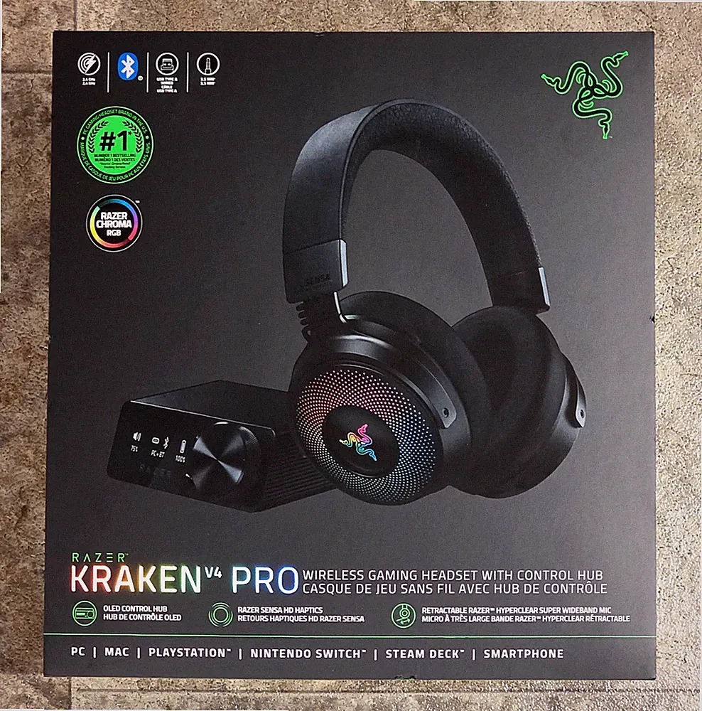 NEW Razer Kraken V4 Pro Wireless Gaming Headset w/ OLED Hub RZ04-05160100-R3U1