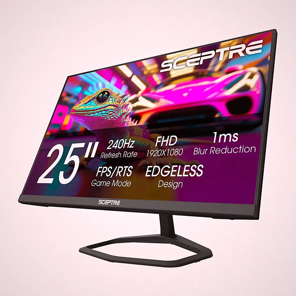 New! Sceptre 24.5-inch Gaming Monitor 240Hz 1ms DisplayPort 25, Machine Black