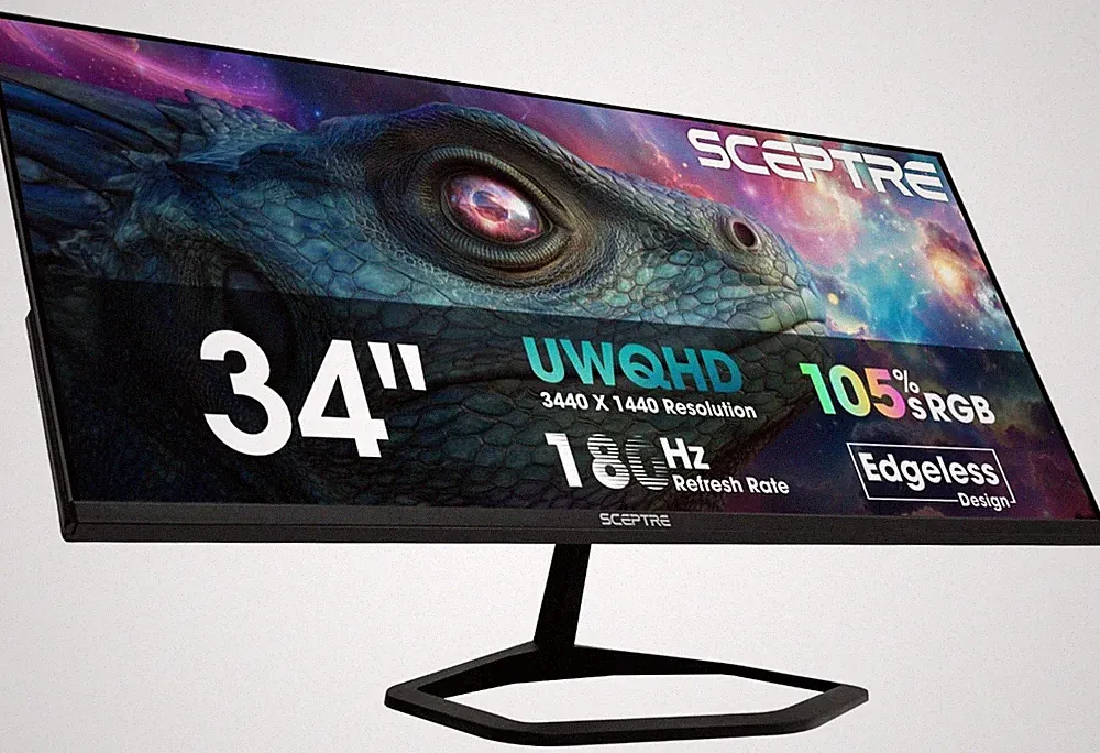 New! Sceptre 34-inch Prime Gaming Monitor 3440 x 1440 up to 34, Machine Black