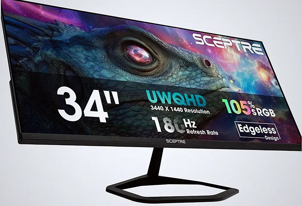 New! Sceptre 34-inch Prime Gaming Monitor 3440 x 1440 up to 34, Machine Black