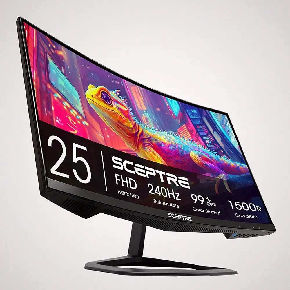 New! Sceptre Curved 24.5-inch Gaming Monitor up to 240Hz 1080p R1500 1ms Disp...