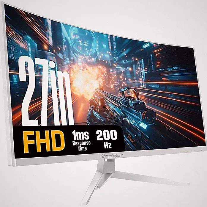 New Westinghouse 27" Curved FHD 200Hz LED AMD FreeSync Gaming Monitor,White