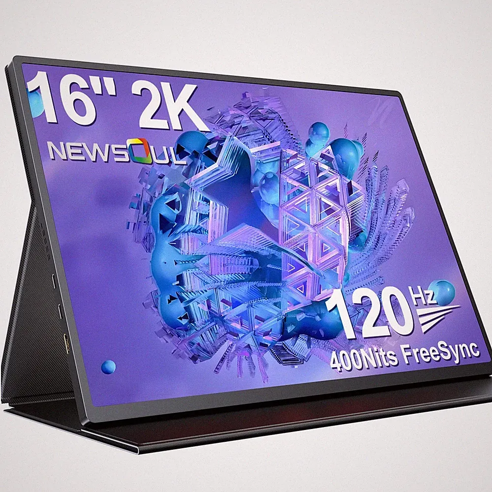 Newsoul 16" 120Hz Gaming Monitor 2560x1600 FreeSync Portable Monitor USB C HDMI
