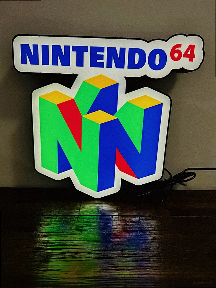 Nintendo N64 Logo Illuminated Sign – Retro Gaming LED Decor - 24x24 cm