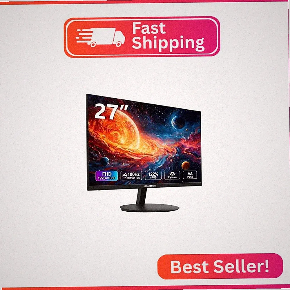 Okaysonic 27 Inch Monitor 100Hz, FHD 1080P Gaming Monitor