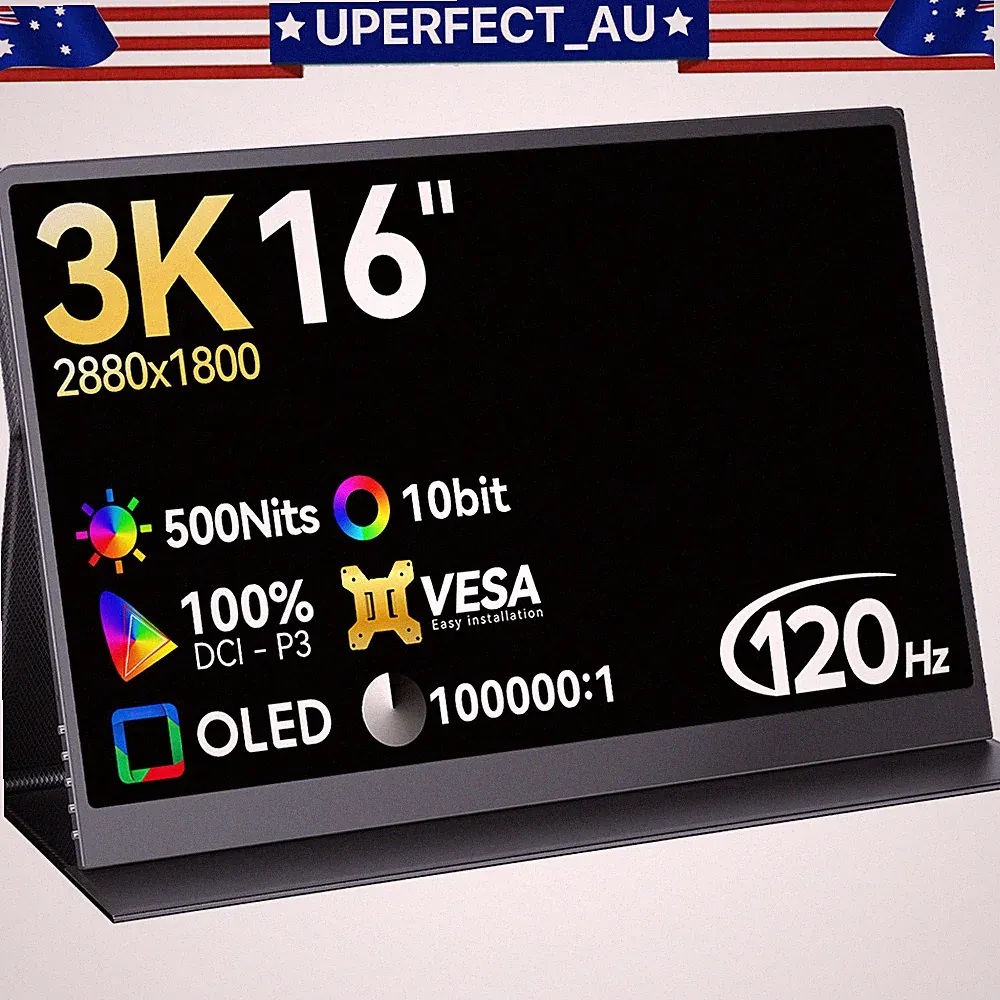 OLED 3K Portable Monitor, 16.0" 3K 2880x1800 | 120Hz Portable Gaming Monitor AA