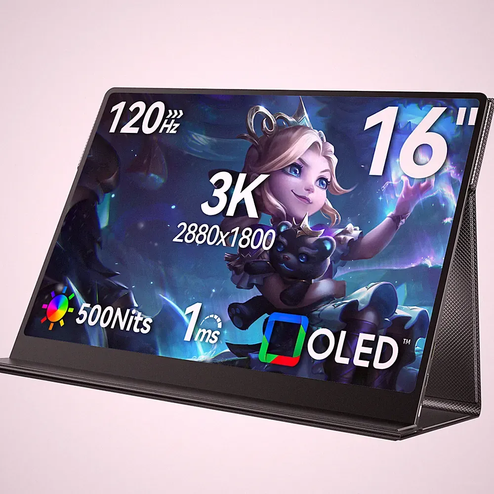 OLED Portable Monitor 16" 3K Monitor 120Hz Gaming Display with VESA Mountable