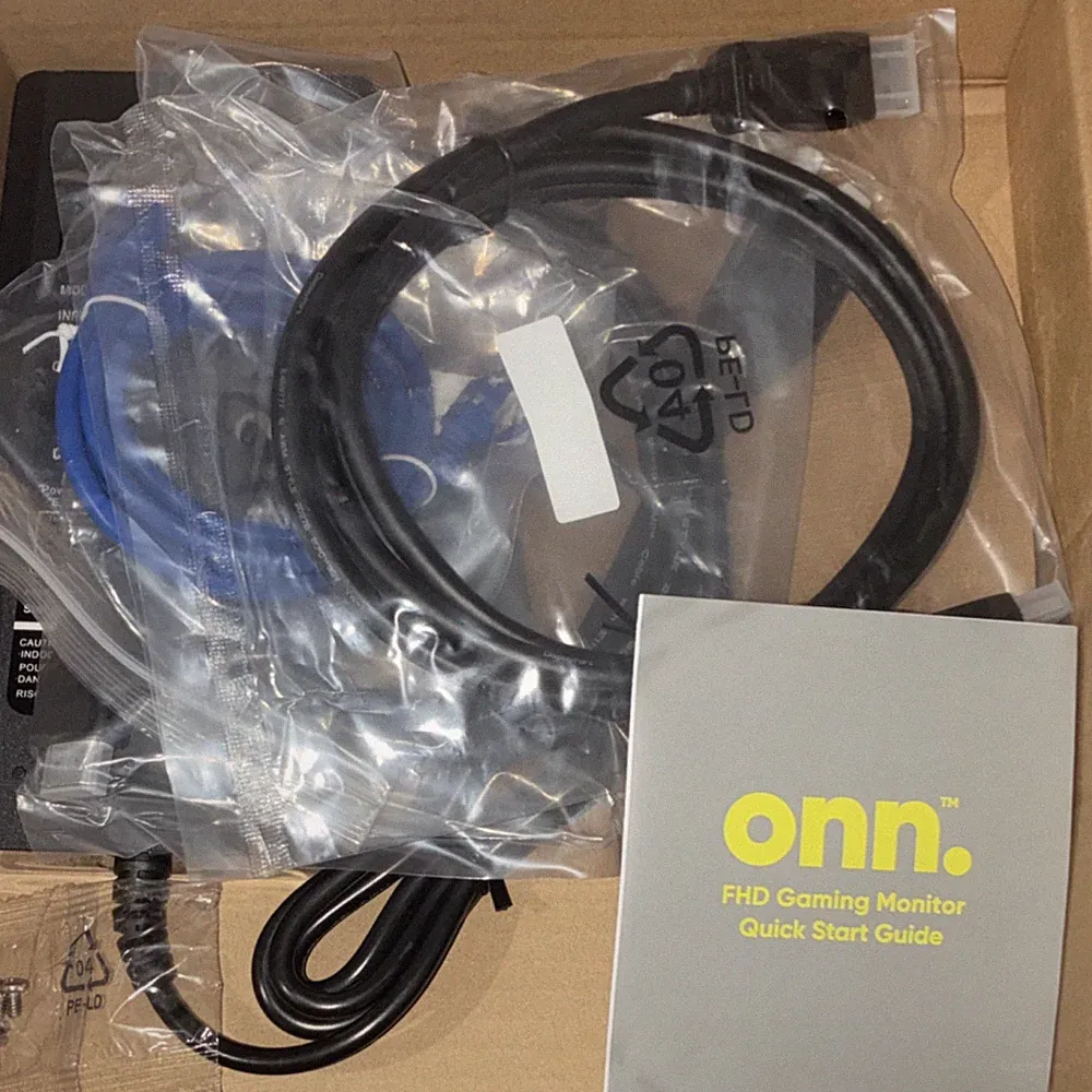 ONN FHD Gaming Monitor Cords AC/DC adapter, HDMI cable (6ft), DP cable (6ft)