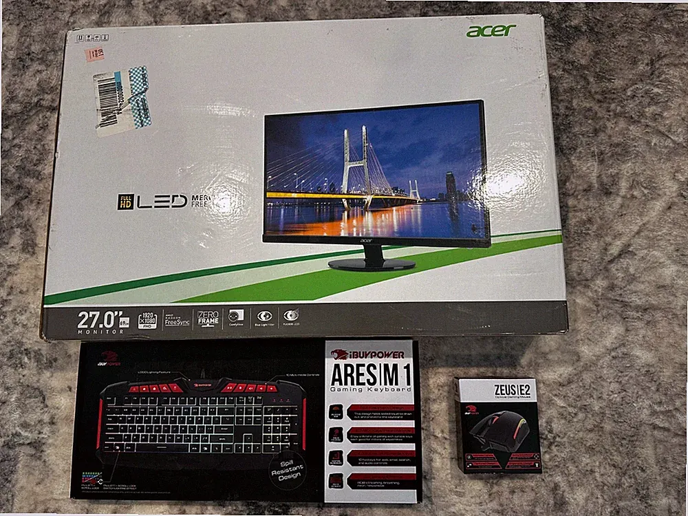Open Box Acer 27" Monitor w/ iBUYPOWER Gaming Keyboard And Mouse