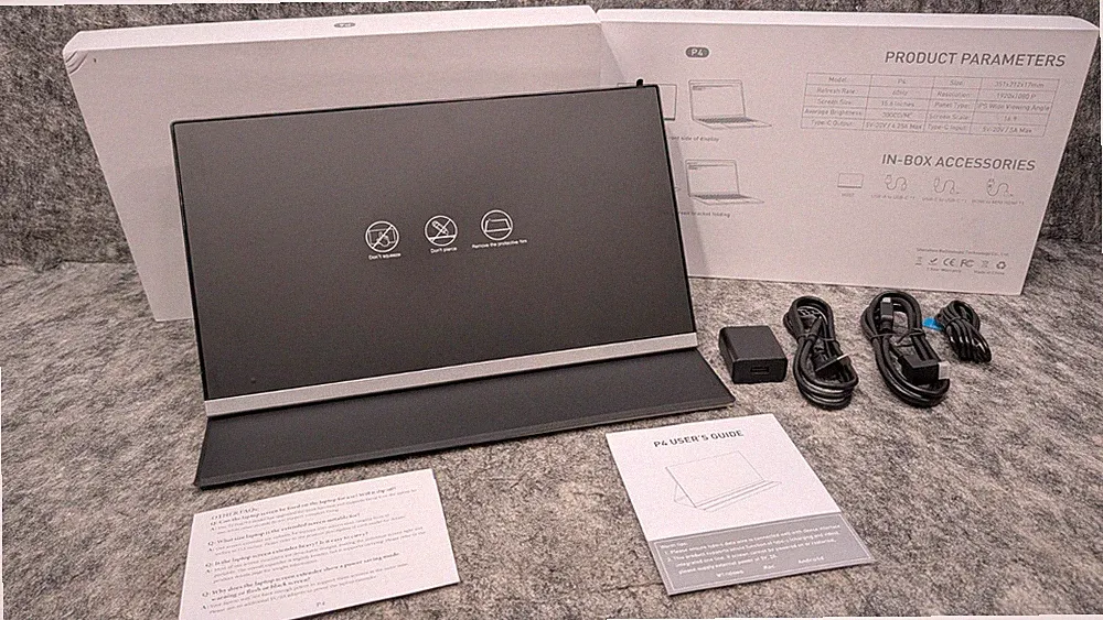 P4 Portable Gaming Monitor 15.6” FHD IPS Screen, Ultra-Thin Design 60Hz