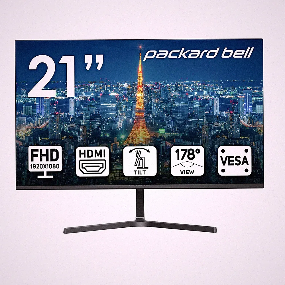 Packard Bell airFrame 21" FHD Monitor, 1920x1080, Ultrawide, 21.5 Inch, Black