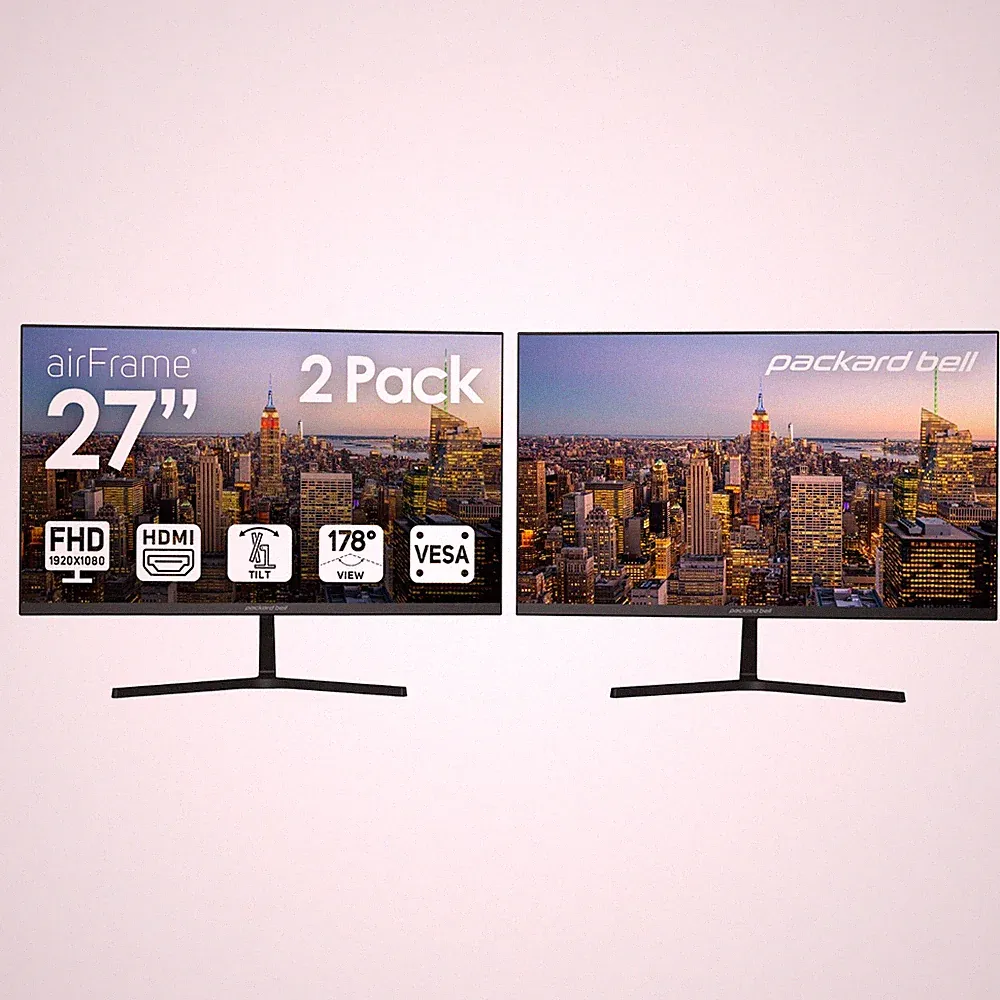 Packard Bell airFrame 27" FHD Monitor, 1920x1080, VESA-2 Pack Bundle