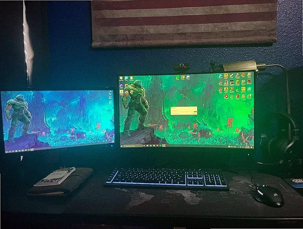 PC Computer Setup For Gaming And Work + Monitors And Accessories