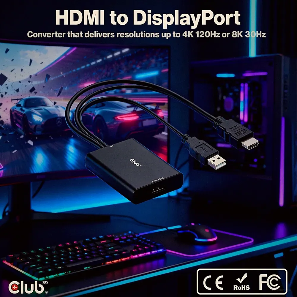 PC Laptop Gaming Console to Monitor HDMI Active Adapter
