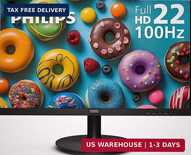 Philips 22 Inch Computer Monitor FHD 100Hz VA VESA Flicker-Free, 221V8LB