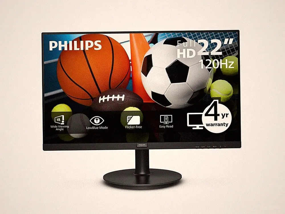 Philips 221V8LB3S 22" Full HD VA Monitor, 100Hz Refresh Rate, Adaptive Sync, HDM