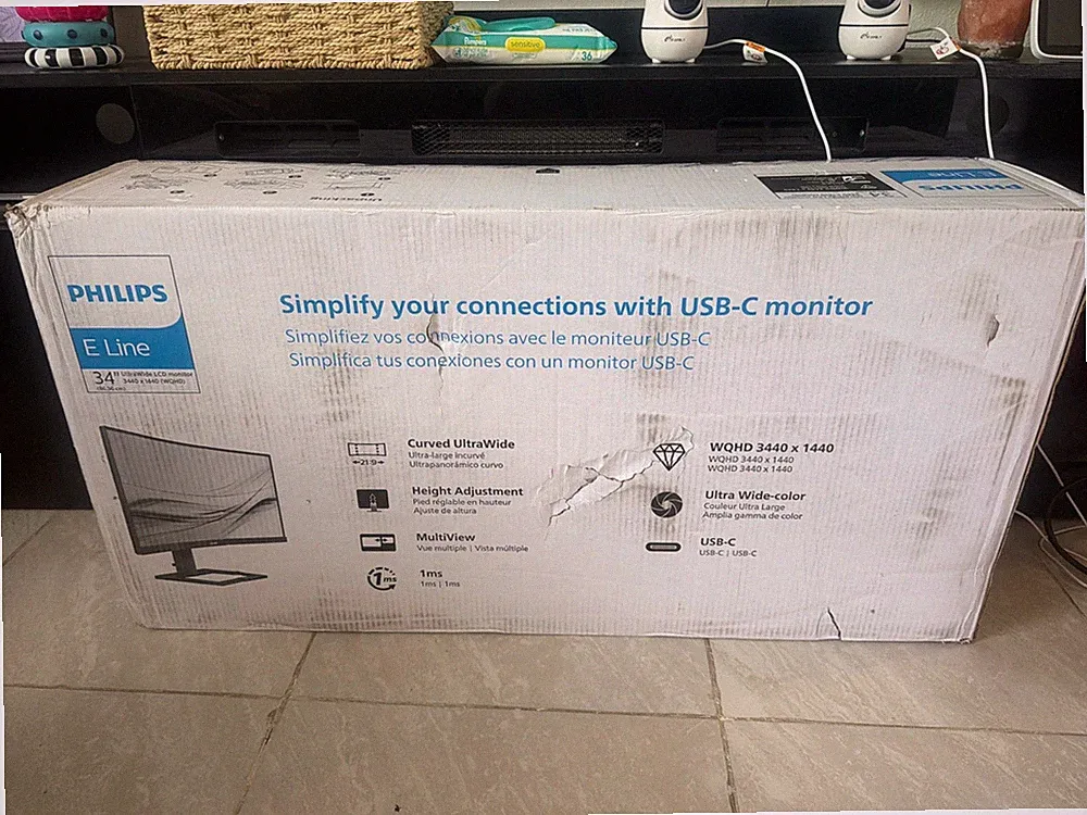 Philips 346E2CUAE - 34-inch curved computer monitor UWQHD 100Hz USB-C PD VA